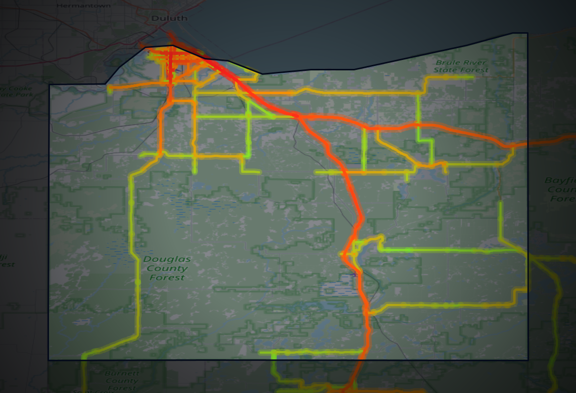 Traffic map of Douglas, Wisconsin