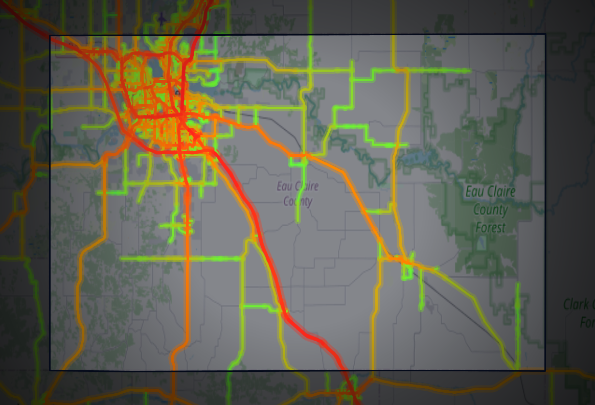 Traffic map of Eau Claire, Wisconsin