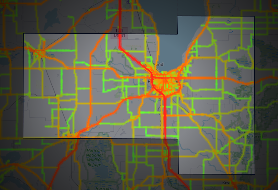 Traffic map of Fond du Lac, Wisconsin