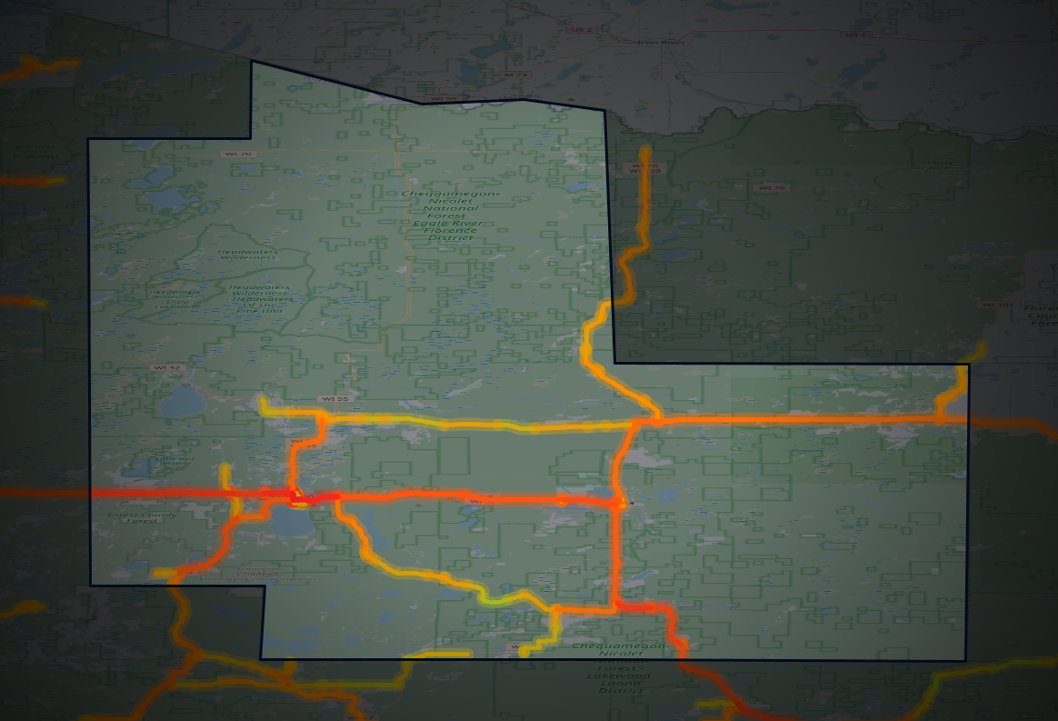 Traffic map of Forest, Wisconsin