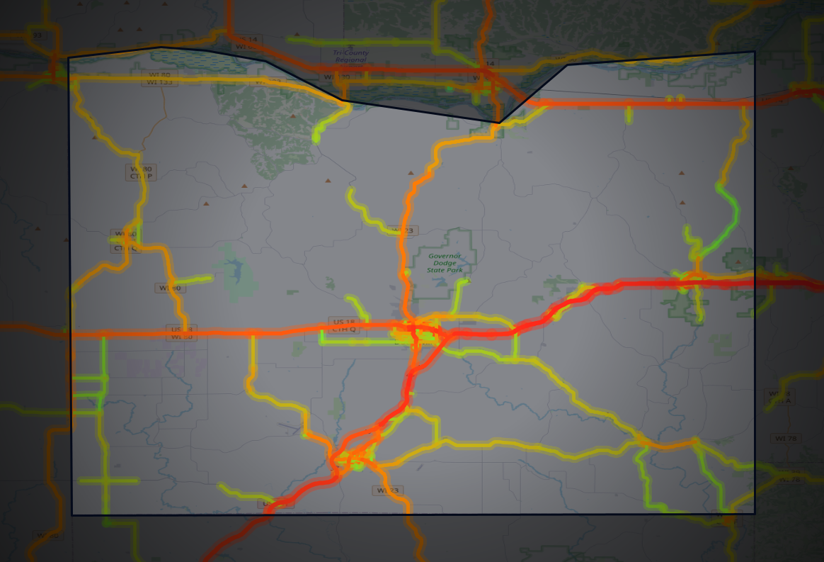 Traffic map of Iowa, Wisconsin