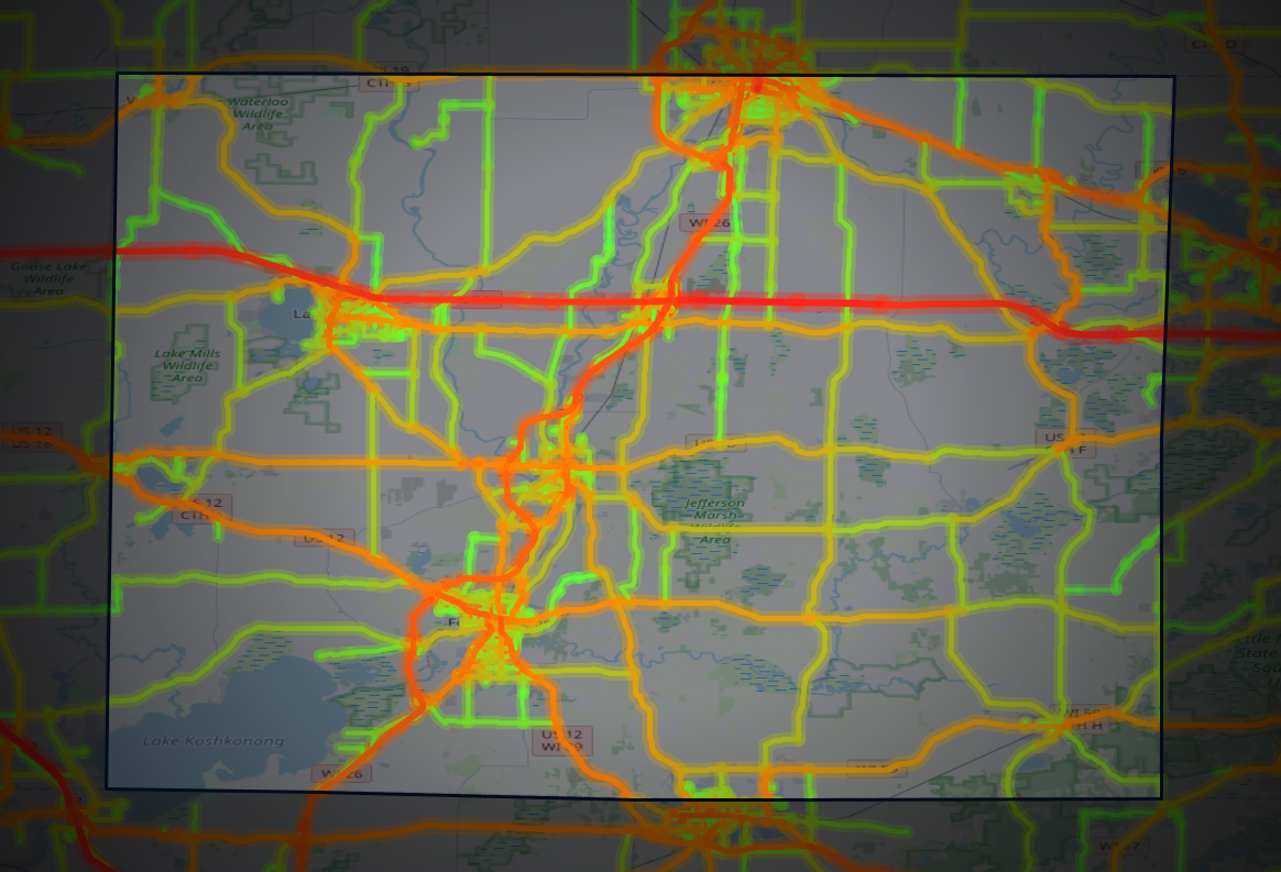 Traffic map of Jefferson, Wisconsin