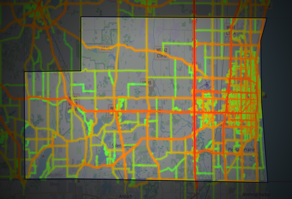 Traffic map of Kenosha, Wisconsin