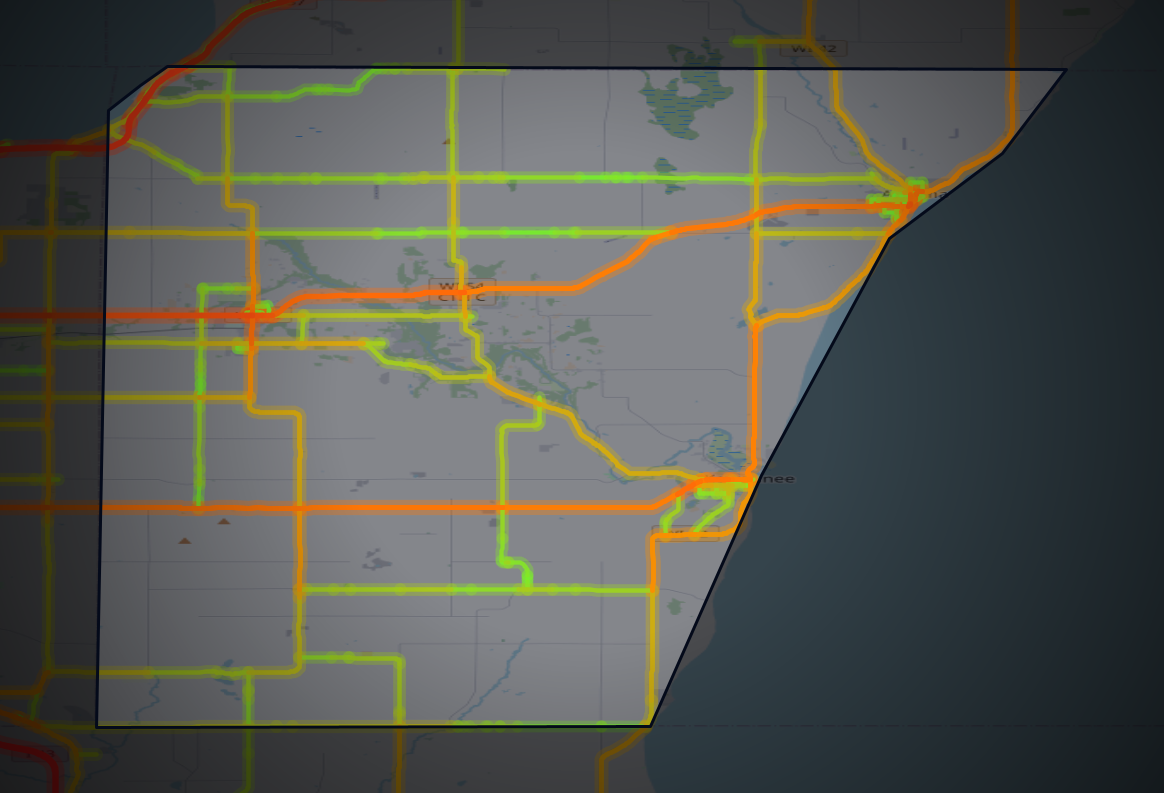 Traffic map of Kewaunee, Wisconsin