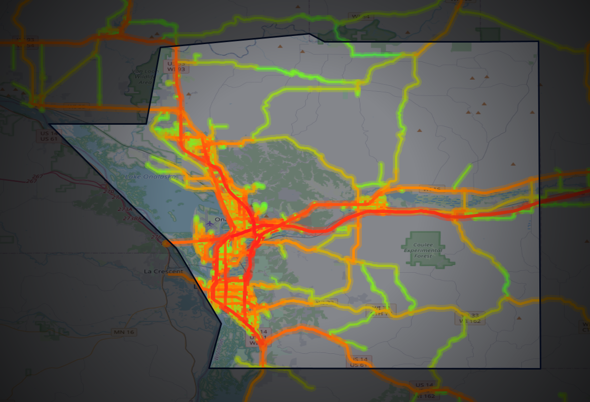 Traffic map of La Crosse, Wisconsin