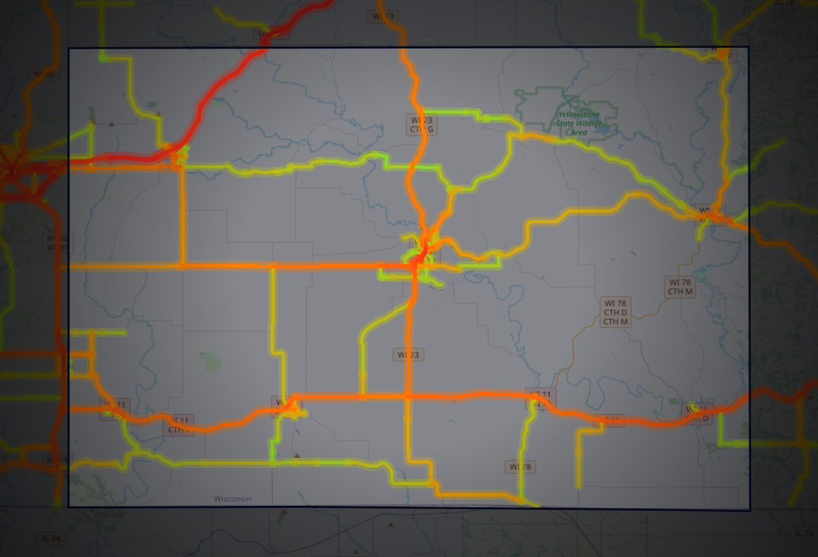Traffic map of Lafayette, Wisconsin
