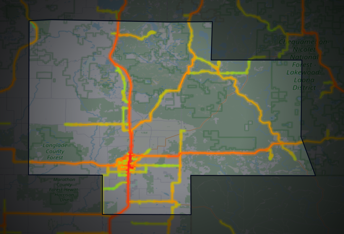Traffic map of Langlade, Wisconsin