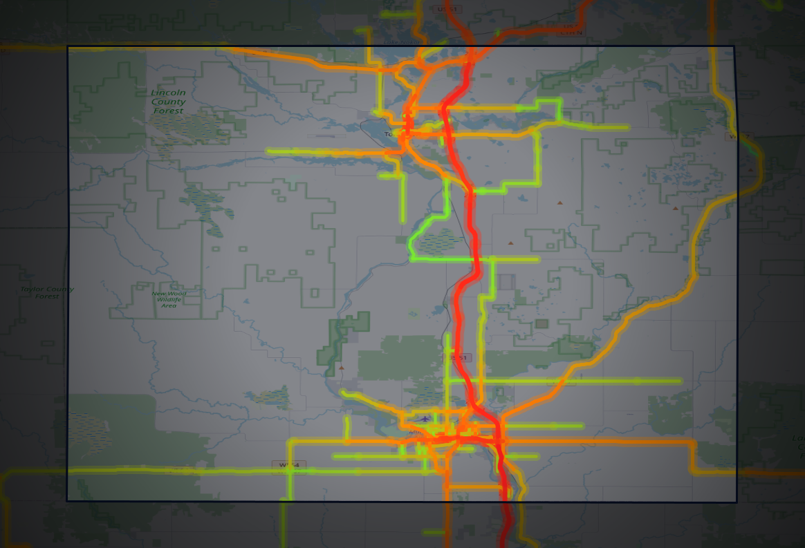 Traffic map of Lincoln, Wisconsin