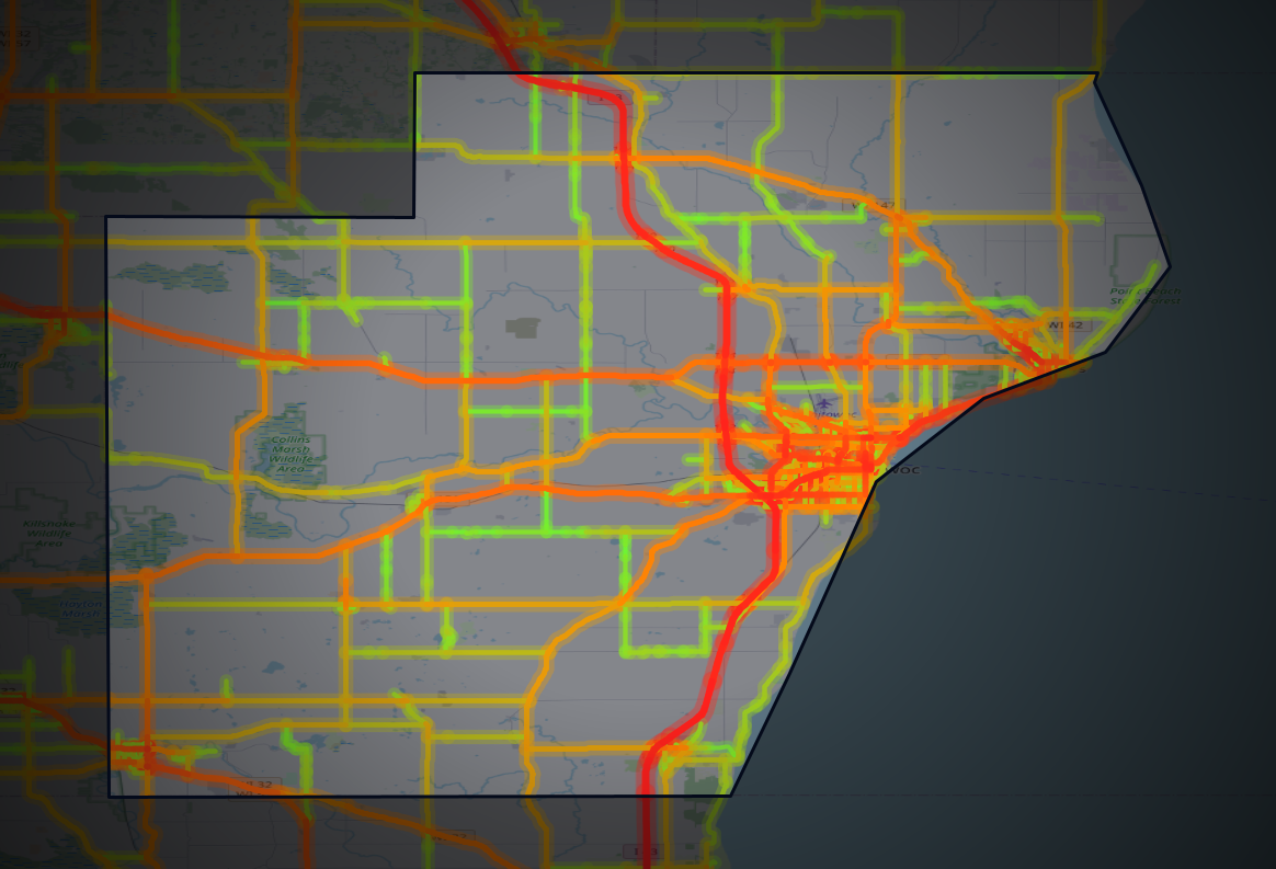 Traffic map of Manitowoc, Wisconsin
