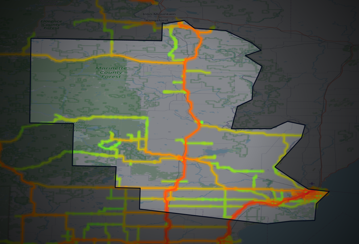 Traffic map of Marinette, Wisconsin
