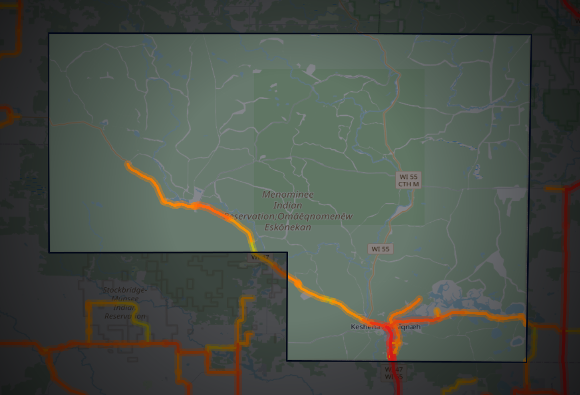Traffic map of Menominee, Wisconsin
