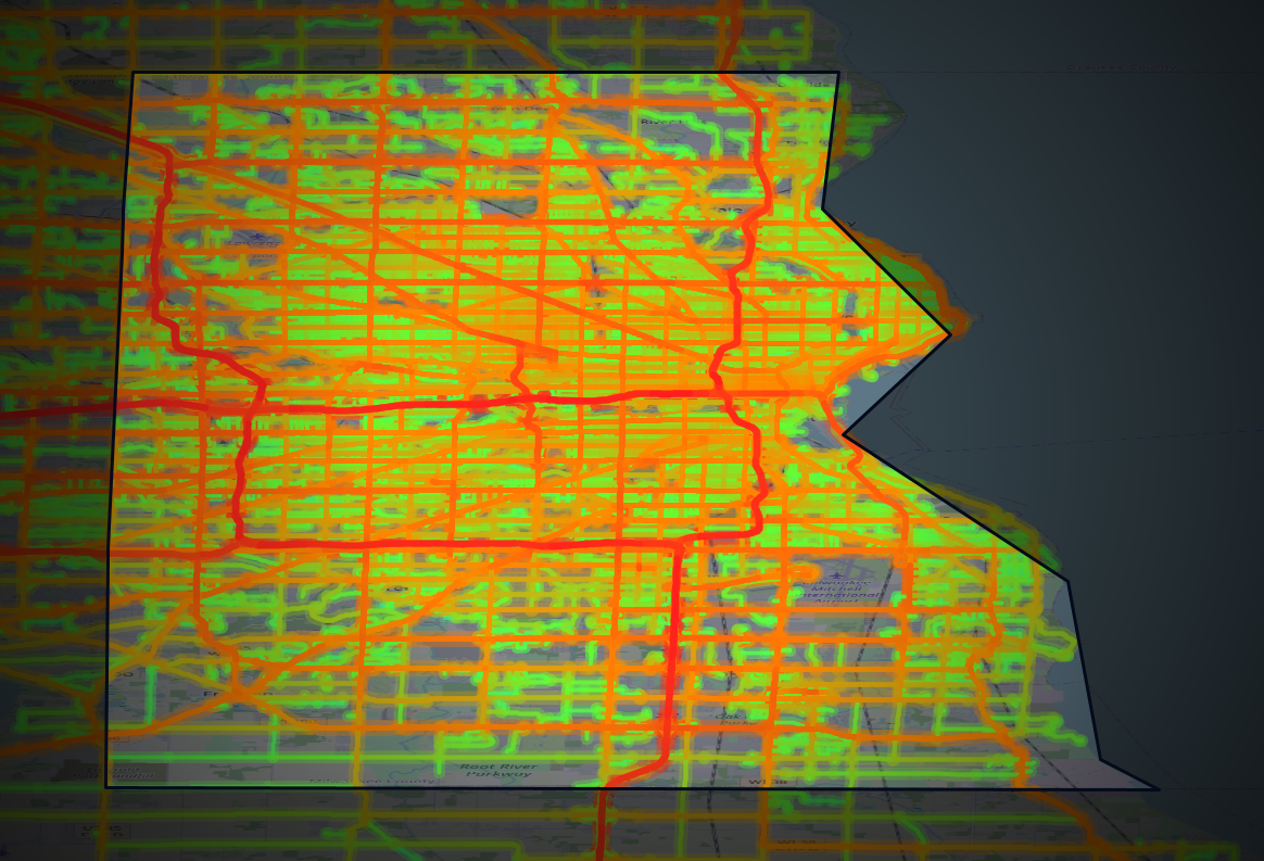 Traffic map of Milwaukee, Wisconsin