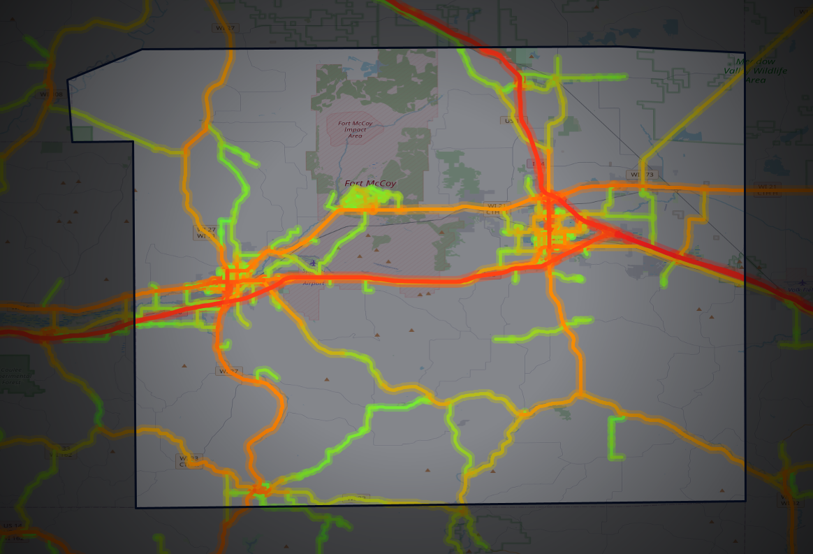 Traffic map of Monroe, Wisconsin