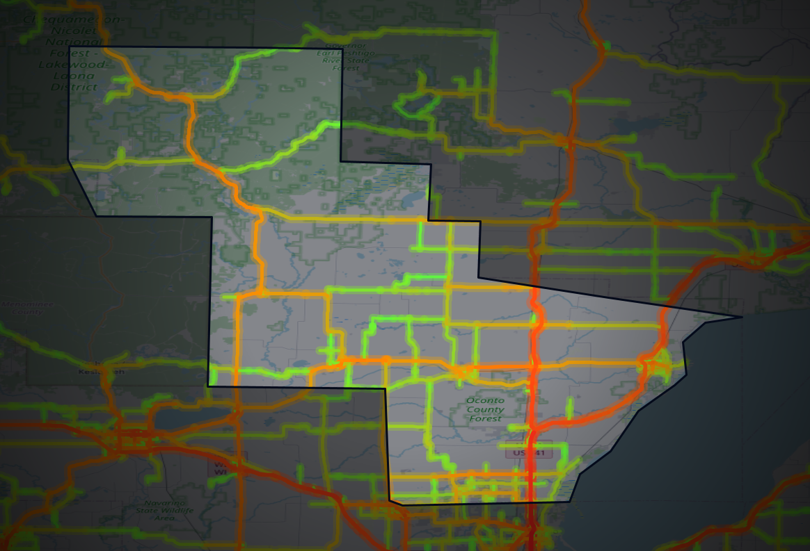 Traffic map of Oconto, Wisconsin