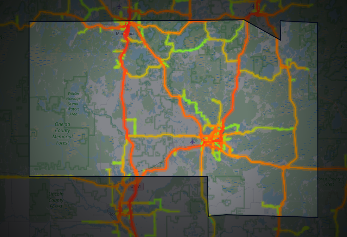 Traffic map of Oneida, Wisconsin