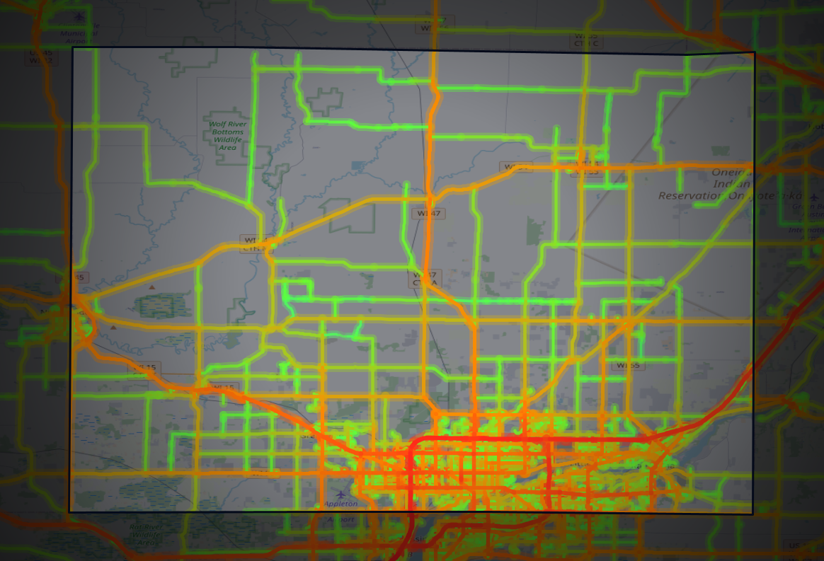 Traffic map of Outagamie, Wisconsin