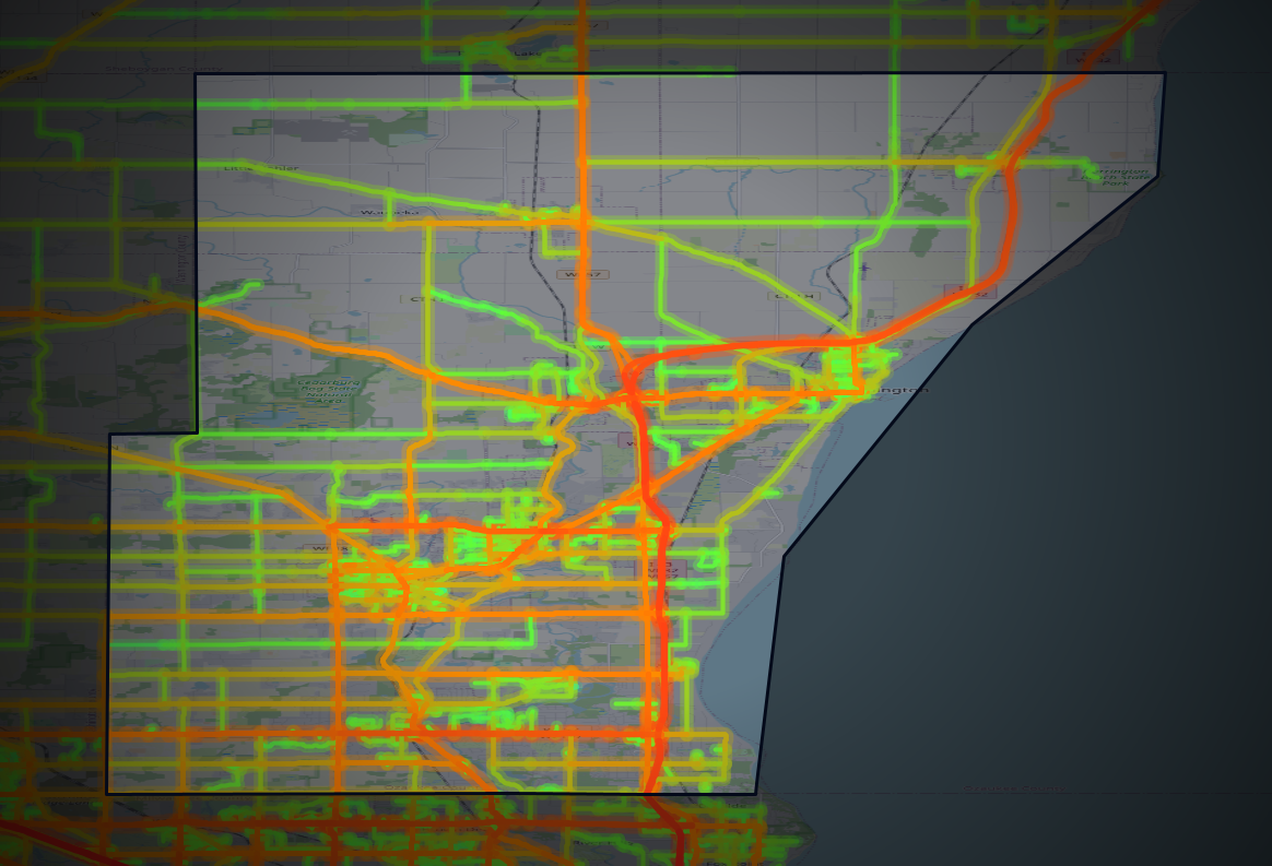 Traffic map of Ozaukee, Wisconsin