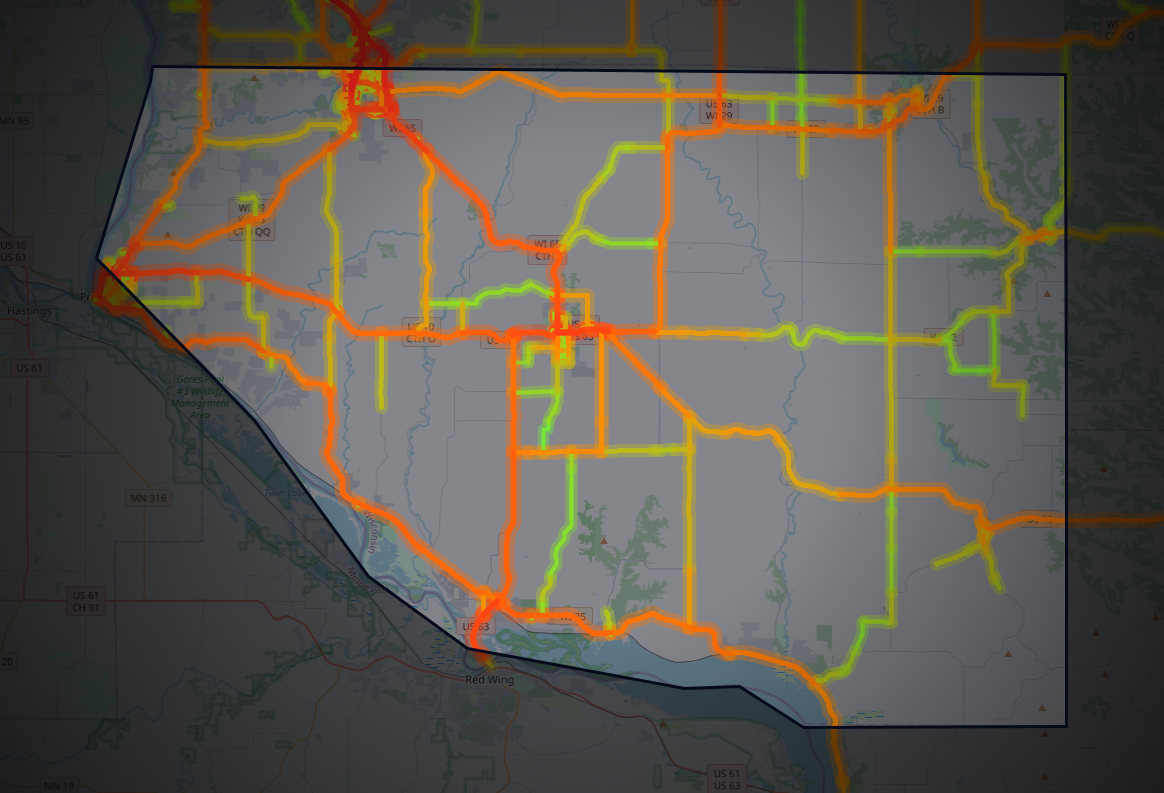 Traffic map of Pierce, Wisconsin