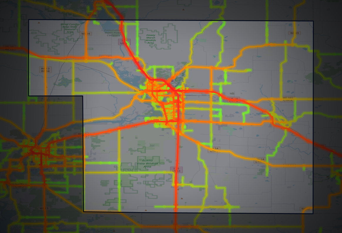 Traffic map of Portage, Wisconsin