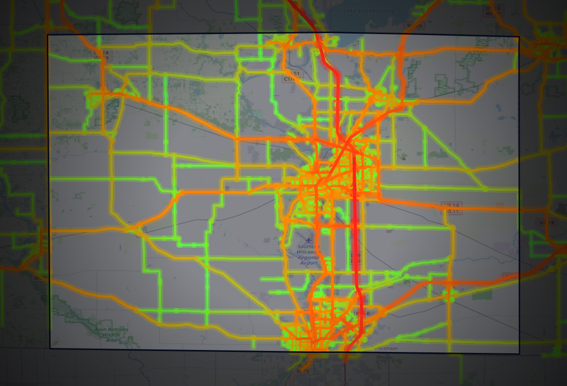 Traffic map of Rock, Wisconsin