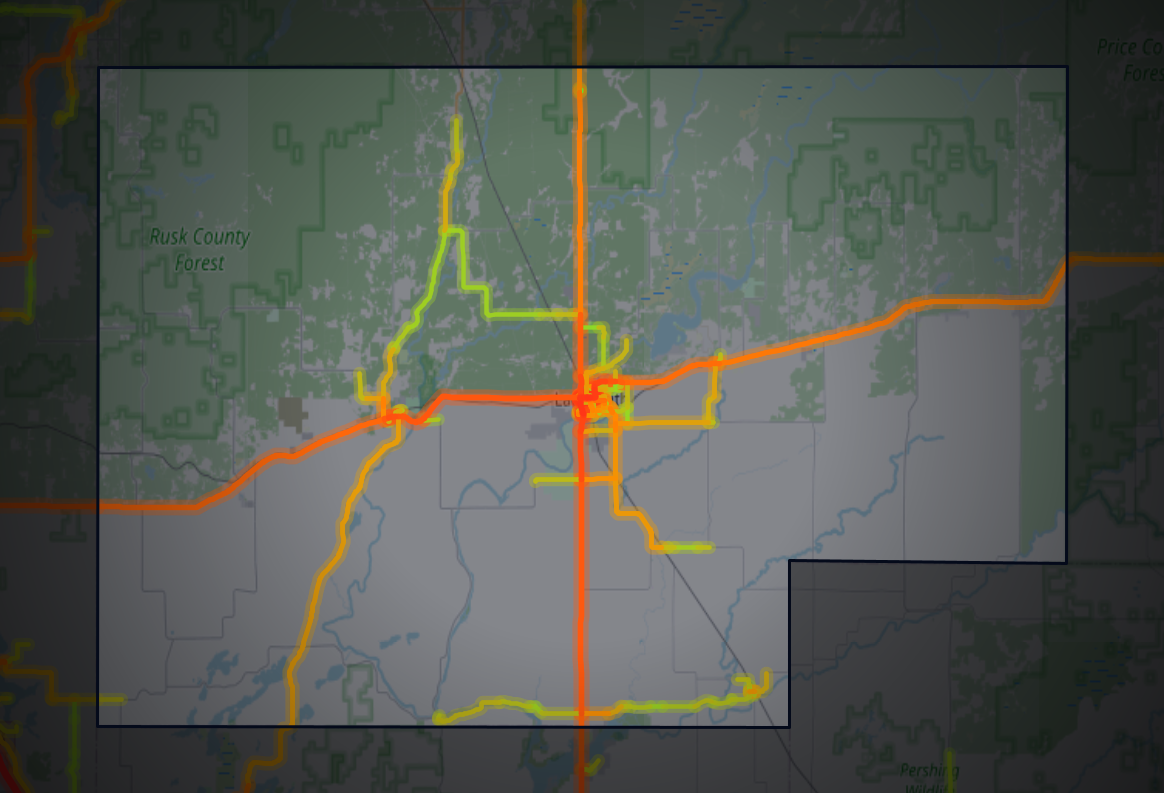 Traffic map of Rusk, Wisconsin