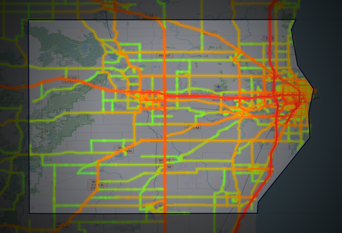 Traffic map of Sheboygan, Wisconsin