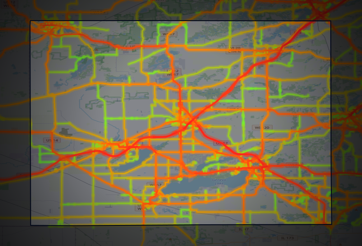 Traffic map of Walworth, Wisconsin