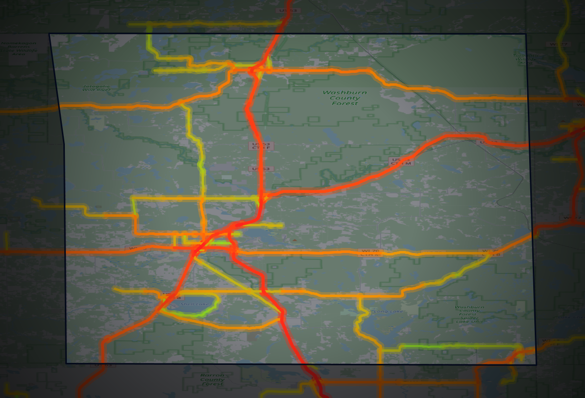Traffic map of Washburn, Wisconsin