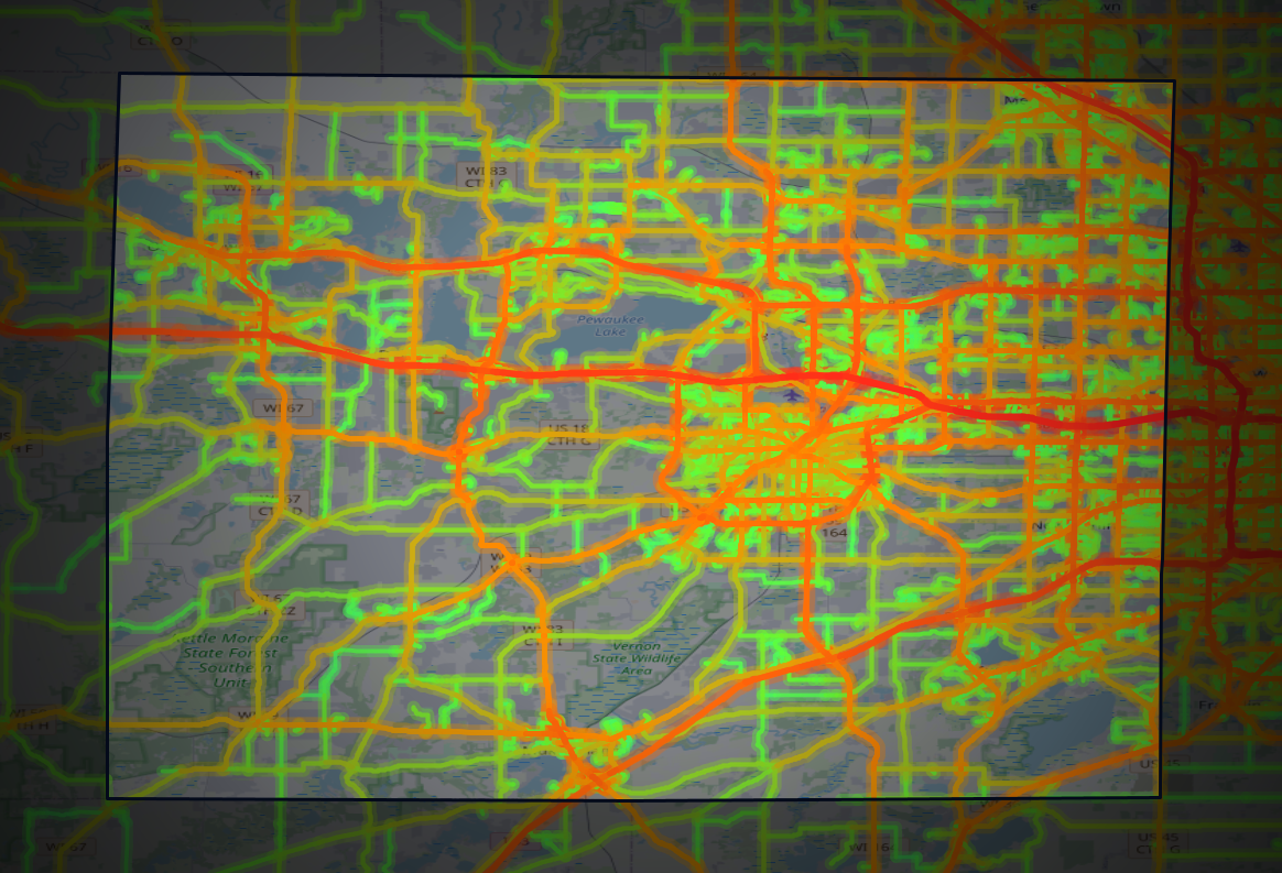 Traffic map of Waukesha, Wisconsin