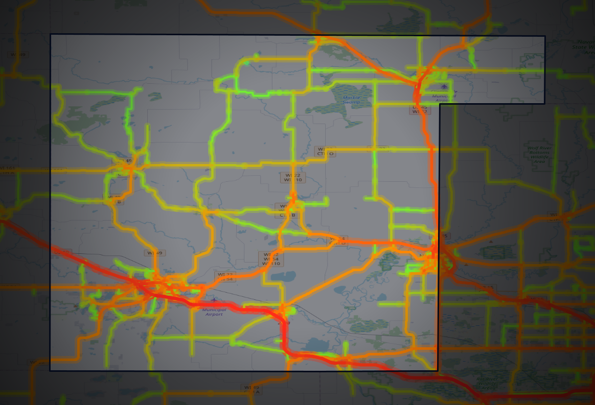 Traffic map of Waupaca, Wisconsin