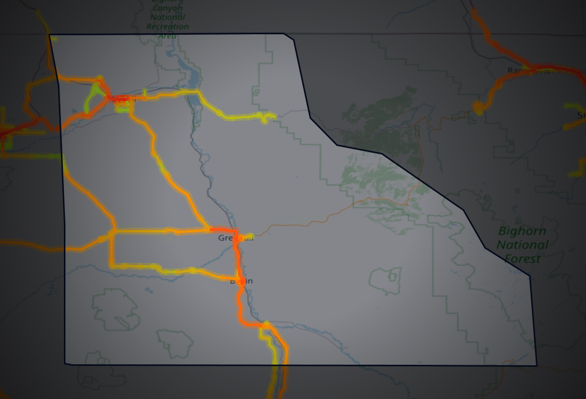 Traffic map of Big Horn, Wyoming