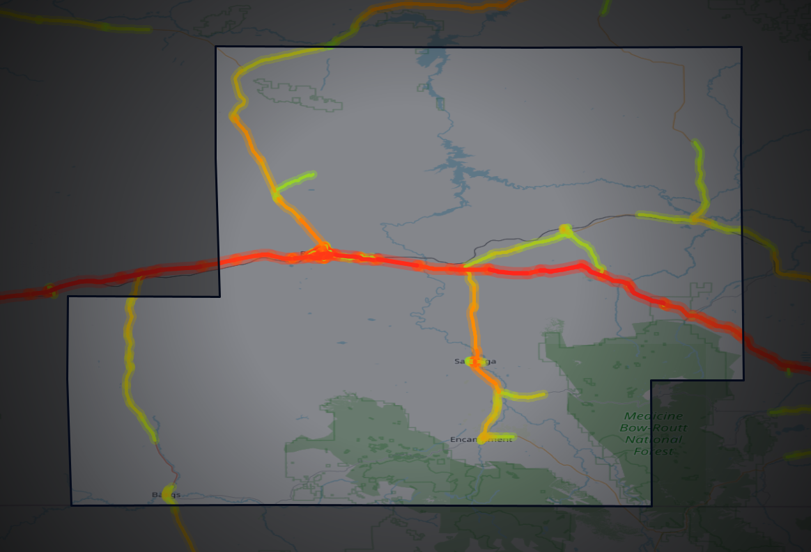 Traffic map of Carbon, Wyoming