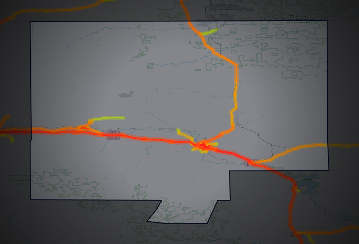 Traffic map of Converse, Wyoming