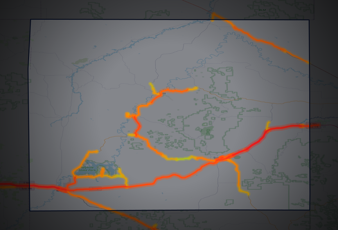 Traffic map of Crook, Wyoming
