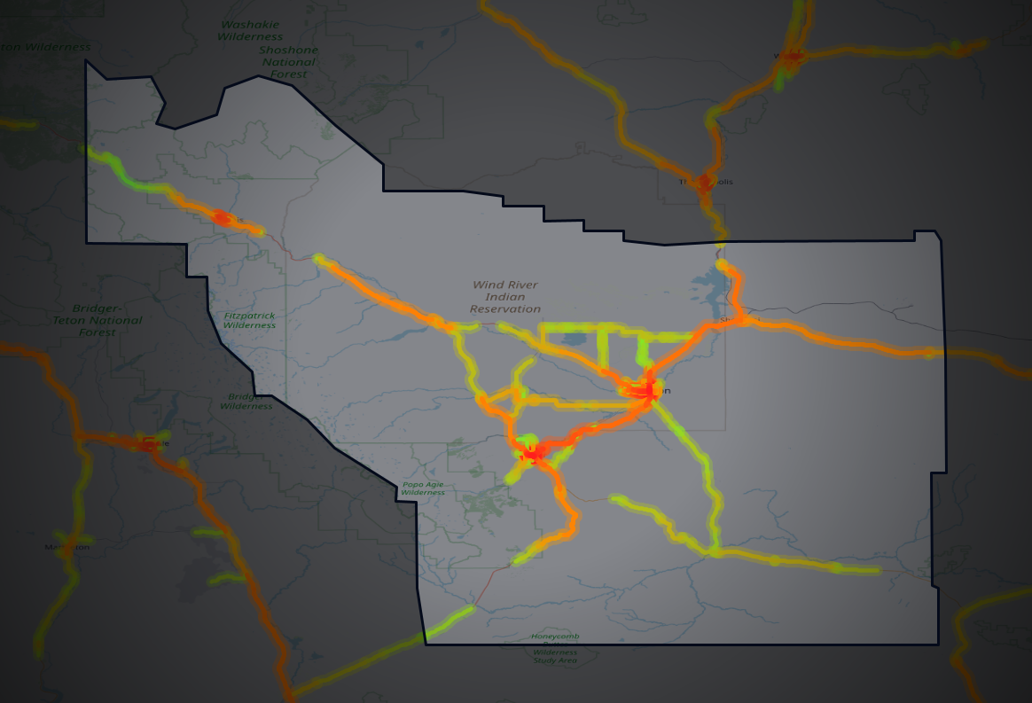 Traffic map of Fremont, Wyoming