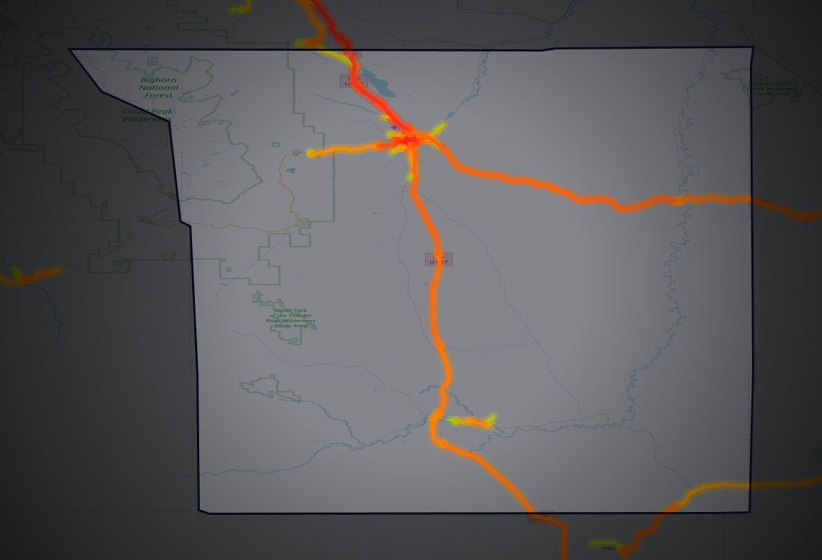 Traffic map of Johnson, Wyoming
