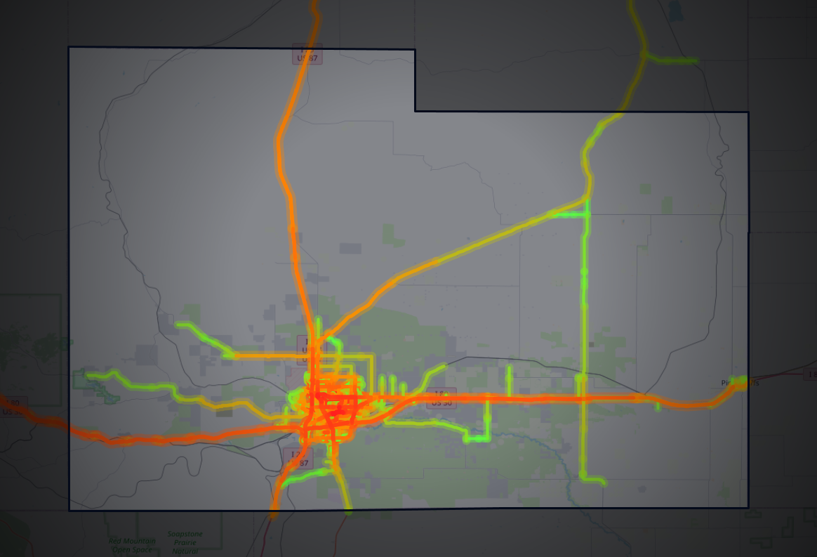 Traffic map of Laramie, Wyoming