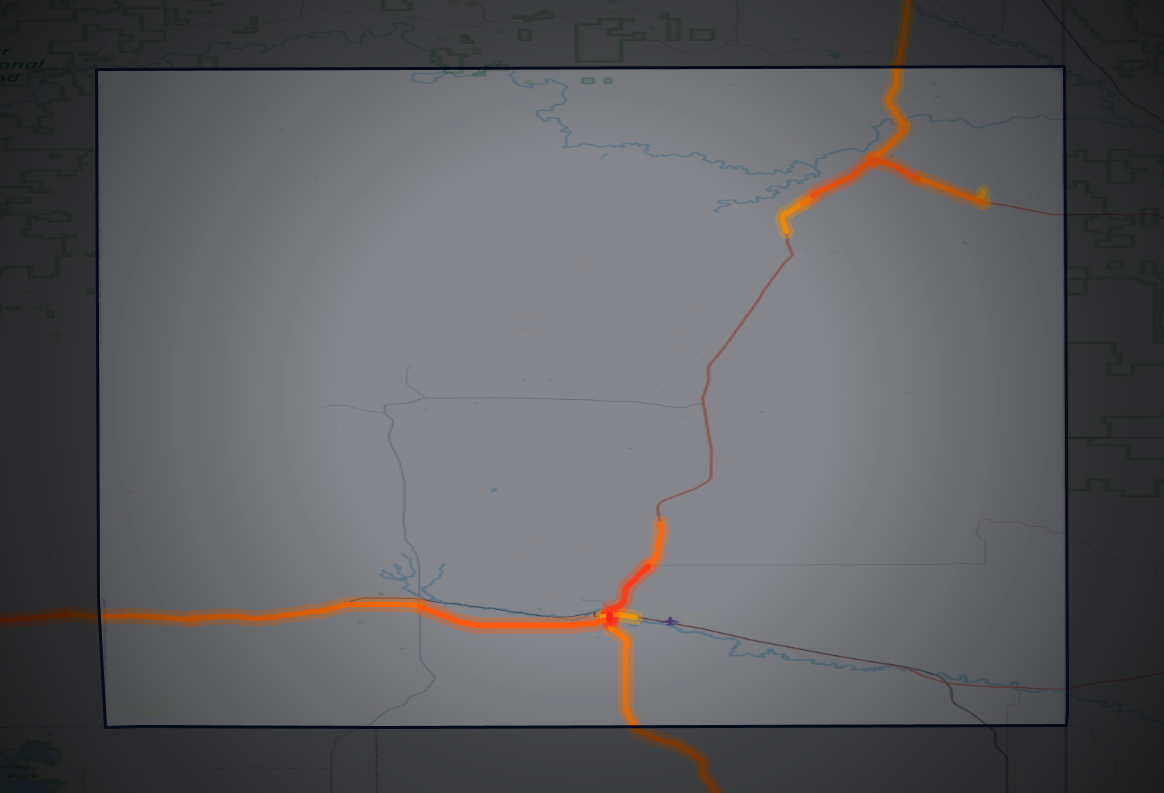 Traffic map of Niobrara, Wyoming