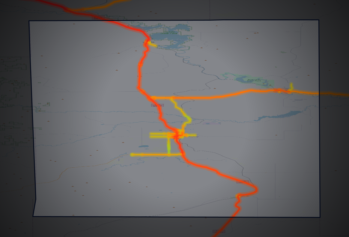 Traffic map of Platte, Wyoming