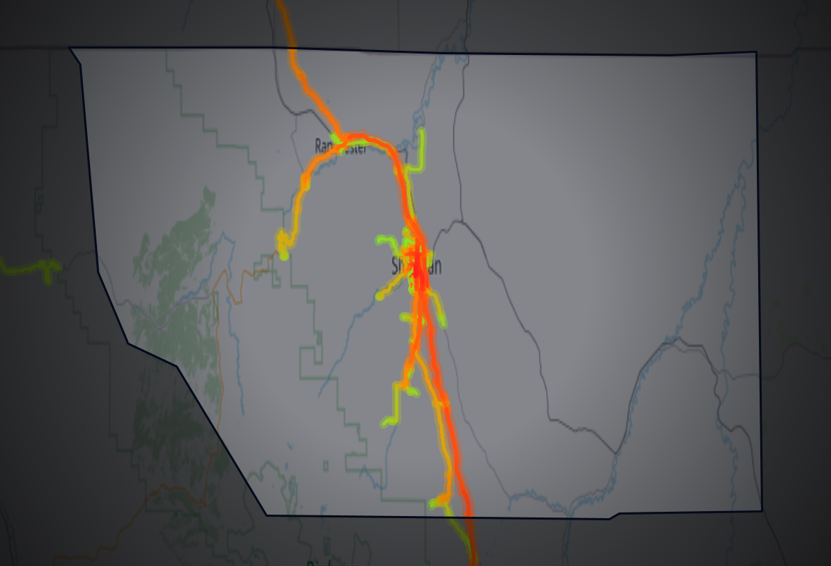 Traffic map of Sheridan, Wyoming