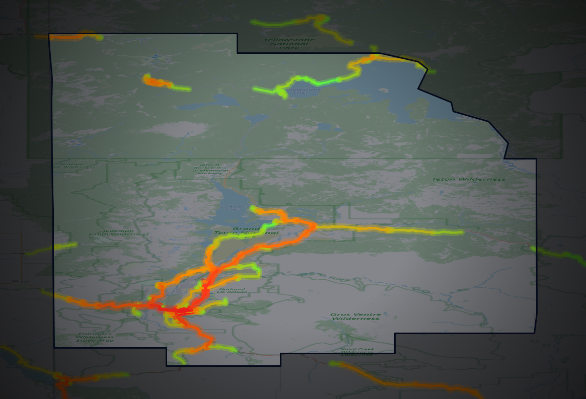 Traffic map of Teton, Wyoming