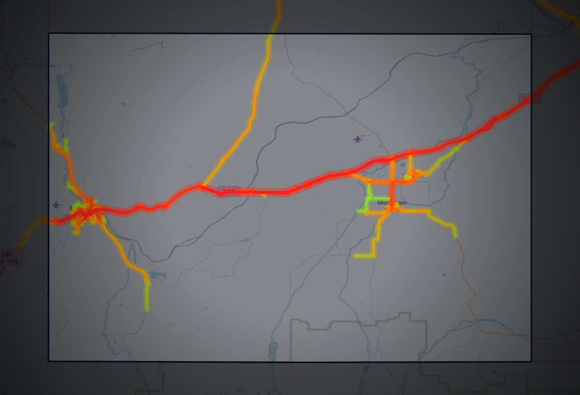 Traffic map of Uinta, Wyoming