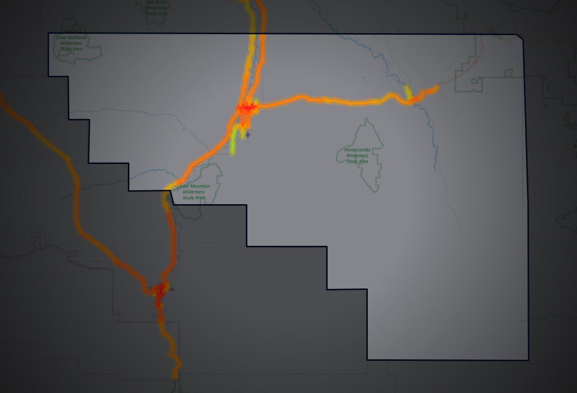Traffic map of Washakie, Wyoming