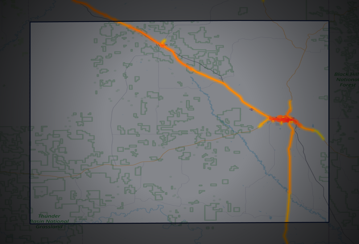Traffic map of Weston, Wyoming