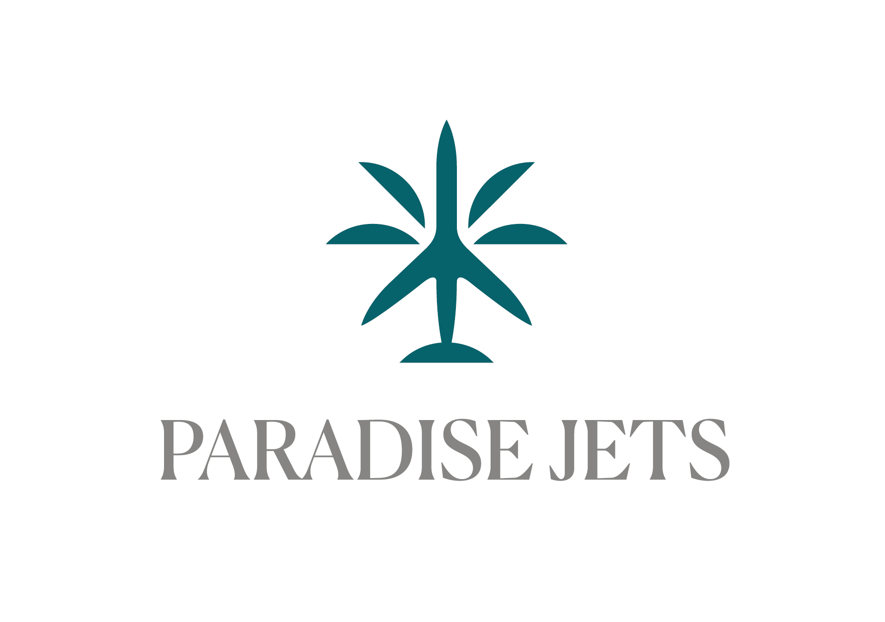 Paradise Jets logo featuring a stylized airplane shaped like a palm tree above the text 'PARADISE JETS'.