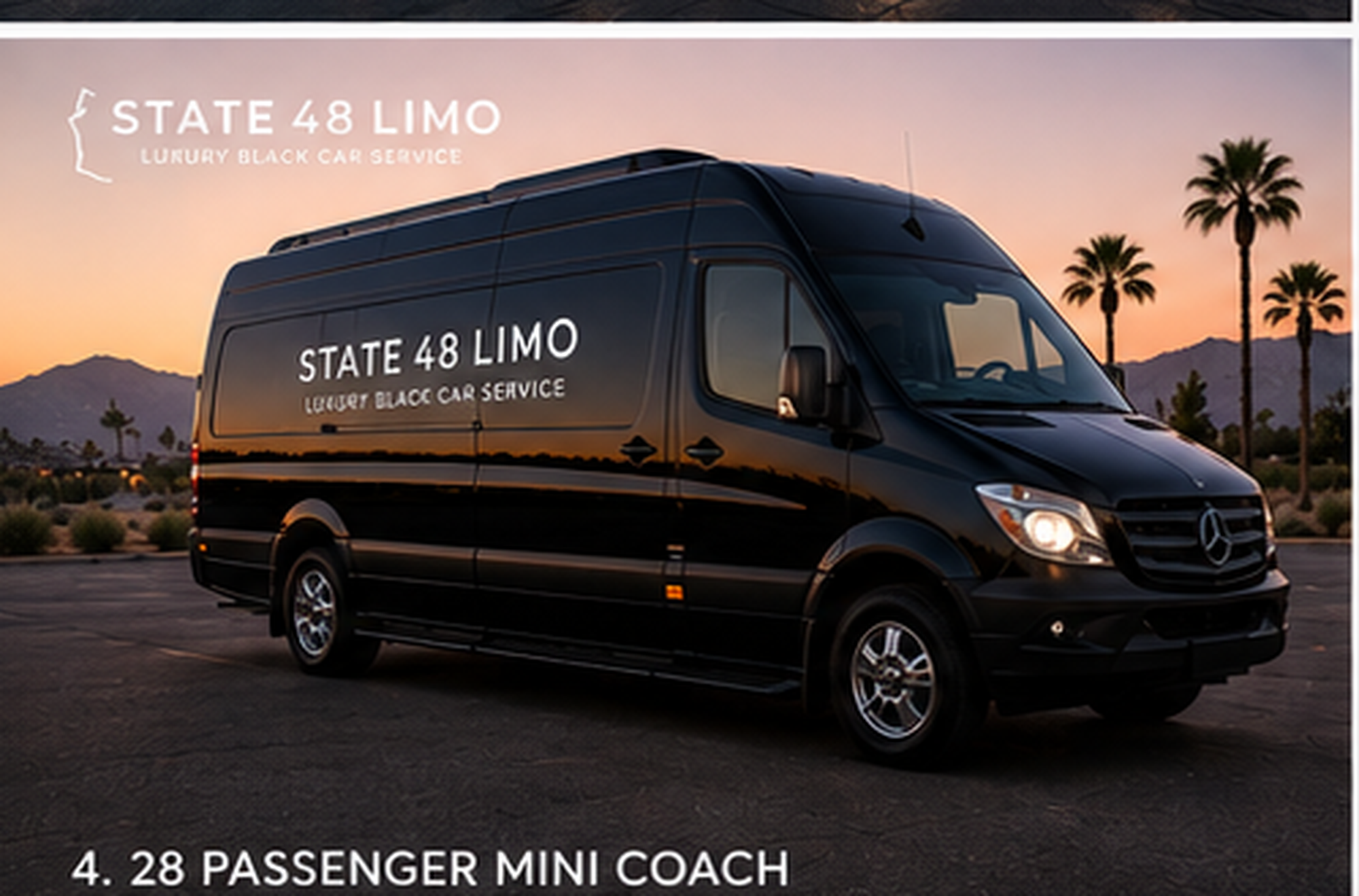 State 48 Limo branded Executive Sprinter — wedding party transportation Phoenix