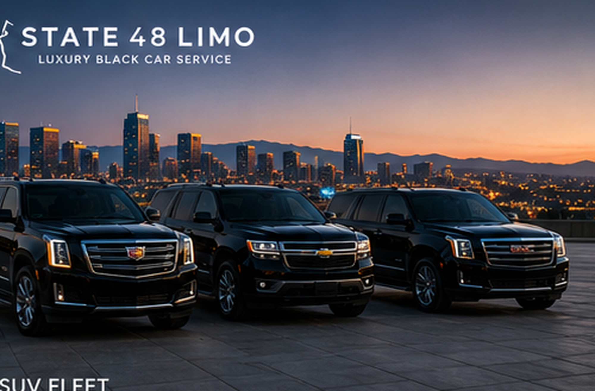 State 48 Limo black SUV fleet — wedding couple transportation Phoenix