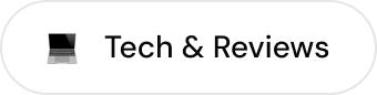 Genre Type: Black laptop icon followed by text reading Tech & Reviews inside a rounded white button.