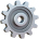 Metal gear icon with a gray color and detailed teeth.