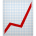 Red line graph showing an upward trend on a grid background.